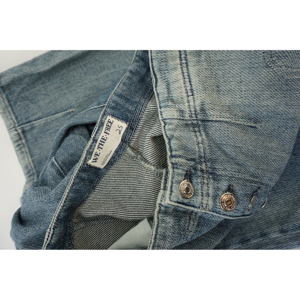WE THE FREE X FREE PEOPLE OSAKA MID RISE BARREL Boho Artisan Light Wash Blue 25 - Picture 9 of 12